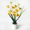 Item popular de comércio exterior: 10 orquídeas cymbidium artificiais em um vaso, bonsai decorativo estilo europeu para sala de estar de casa, vaso de flores para arranjo de ambiente interno