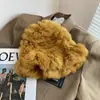 Sombrero de peluche para mujer, sombrero de pescador de pelo de conejo, nuevo sombrero de peluche de invierno 2023, cálido, para cabeza grande, cara pequeña, peludo
