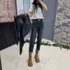 Jeans Rectos Estilo Nuevo de Primavera Pantalones Torre para Mujer Talla Grande Sueltos Ligeramente Gordos M Forma de Pera Pantalones de Pierna Gruesa