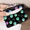 Cartera Ultradelgada con Cremallera para Mujer Temu con Diseño de Huella de Perro Negra, Tarjetero Ligero para Uso Diario, Cierre de Cremallera, Múltiples Ranuras para Tarjetas