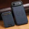 Adequado para Capa de Celular Magsafe com Carregamento Sem Fio Iphone18Pro Capa de Couro Magnética Porta-Cartões Dois em Um