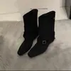 Botines de Tobillo Color Caqui de Gamuza Estilo Retro First Encounter para Mujer Botas Estilo Francés Diseño de Nicho Otoño/Invierno Botines Estilo Occidental