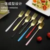 Tenedor de acero inoxidable estilo coreano para el hogar con mango largo tenedor para ensalada tenedor para bistec tenedor para frutas tenedor occidental creativo vajilla