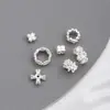 Cuentas Separadoras al por Mayor, Cuadradas de Plata Gruesa que Conservan el Color, Forma de Flor de Trébol de Cuatro Hojas, Cuentas Separadoras tipo Corona de Agujero Grande, Accesorios para Joyería Artesanal con Cuentas