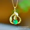 Pingente Cravejado de Calcedônia Verde Gelo Alto Estilo Casal Ágata Dourada Antiga Pingente Cravejado com Diamante Jade Buda Maitreya Venda Quente Transmissão ao Vivo