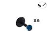 Aretes de Acrílico para Labio Transfronterizos con Diamantes de Colores, Aretes de Varilla Suave con Diamantes, Aretes de Barra Negra en Forma de T con Rosca Interna y Base Plana