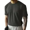 Camiseta Blanca de Terciopelo Alemán Pesado para Hombre de Otoño e Invierno, Camiseta Térmica de Manga Corta, Cuello Redondo, Prenda Interior Versátil, Camiseta Cepillada