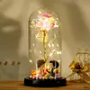 Día de San Valentín Nueva Simulación Colorida Caja de Regalo Flor de Lámina de Oro 24K Linterna de Micro Paisaje Adornos con Tapa de Cristal Regalo de Cumpleaños