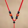 Cordón Tejido Hecho a Mano de Oro y Jade para Colgante de Mujer, Cordón para Collar con Colgante de Ágata de los Doce Signos del Zodiaco para Hombre