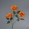 Flor Artificial Rosa para Casamento 3 Cabeças Rosa Diamante Flor para Guia de Caminho de Casamento Decoração de Parede de Flores Arranjo de Flores de Seda Flor de Plástico Lote