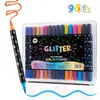 Caneta Marcadora Glitter Popular da Amazon com Duas Pontas e Duas Cores Caneta Glitter Fluorescente Caneta Marcadora Glitter Caneta para Pintura Caneta Aquarela