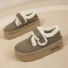 Botas de invierno forradas de polar, con suela gruesa, cálidas y acogedoras, con diseño de pelo sintético, nuevo estilo 2026, zapatillas de algodón de moda para mujer, adecuadas para ir al trabajo y clima nevado