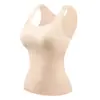 Camada base hidratante sem costura para outono e inverno, colete térmico para mulheres, com bojo fixo, roupa íntima realçadora da pele, camada base de outono, colete térmico