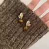 Brincos e Brincos Geométricos Maillard Quadrados Cor de Caramelo Pedra Olho de Tigre Outono e Inverno Retrô Novos Produtos do Ano