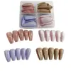 Unhas Postiças Coloridas Sólidas Estilo Gatinho Formato T de Cobertura Total para Usar, Unhas Usáveis Removíveis, 96 Peças