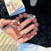 Pulsera de Cristal con Gradiente de Fresa Dulce, Círculo Único, Diseño de Nicho, Joyería de Cristal Blanco, Regalo para Mejor Amiga