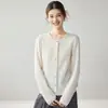 Cardigan de Punto de Cachemira Pura con Cuello Redondo, Dobladillo Enrollado y Mangas Raglán, Estilo Holgado, Amigable con la Piel, Nuevo Estilo Otoño 2026