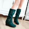 19 Botas Nuevas de Media Caña con Remaches Escarchados para Mujer Tacón de Cuña Botas con Hebilla de Cinturón Aliexpress Amazon Wish Botas de Exportación