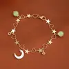 Pulseira Sino Estrela de Jade Hetian com Novo Design, Joia Estilo Pulseira para Mulheres, Luxo Leve Hanfu, Pulseira da Amizade para Estudantes, Design Estiloso