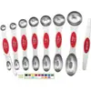 Amazon Transfronterizo Juego de Cucharas Medidoras Magnéticas de Doble Cabeza de Acero Inoxidable con 8 Piezas, Herramientas Magnéticas para Condimentos para Hornear con Escala