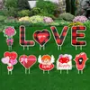 Placa de Jardim para Dia dos Namorados Transfronteiriça com Corações Doces Coloridos, Placa de Decoração de Jardim com Luzes