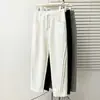 [Especial] Calça esportiva casual plissada de borda inclinada com design novo outono 2026 para mulheres plus size, calça de perna curva 1011