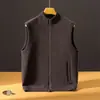 Colete de malha 100% caxemira fina novo outono/inverno com gola alta para homens, simples, estiloso, versátil, jaqueta colete sem mangas