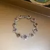 Pulsera de Zircón Morado Manta Perla Rosa, Pulsera Estilo Moda Retro Francés, Joyería de Lujo Ligero y de Alta Gama