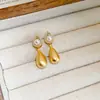 Brincos de Zircônia Oval Gota d'Água Pérola Agulha de Prata Luxo Leve, Brincos Modernos e Simples com Estilo Francês, Brincos Versáteis para Mulheres