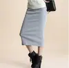 Saia Bodycon de Cintura Média Estilo Europeu e Americano Outono e Inverno 2026 Transfronteiriça, Saia Bodycon Tricotada Colorida Estilo Doce com Fenda Atacado