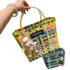 Bolsa tejida artesanal tailandesa de verano, marca de moda, cesta de mercado, bolso de mano para mujer, tote, bolsa de playa, bloque de color