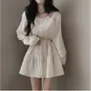 Enviado. Falda corta versátil de moda coreana nueva y chic con un diseño único, vestido patchwork y tie-dye para mujer, otoño 18253