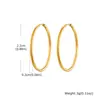 Pendientes grandes lisos geométricos de acero inoxidable estilo europeo y americano chapados en oro de 18 quilates pendientes simples para mujer multiespecificación 2 mm, 4 mm