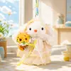 Lindo Llavero de Conejo de Orejas Largas con Vestido de Princesa de Peluche Figura de Muñeca de Dibujos Animados Cosplay Colgante para Bolso de Pareja Pequeño Regalo