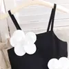 Baoxin Verano Nuevo Transfronterizo Europeo y Americano Floral 3D Negro Elegante Vestido de Tirantes de Princesa Moda Ropa Infantil