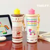 Taza de Agua Ins Modelo Nuevo 316, Taza Térmica de Acero Inoxidable de Aspecto Elegante, Gran Capacidad, Taza Portátil con Popote para Estudiantes