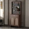 Gabinete de Zapatos Retro de Ratán Entrada de Sala de Estar Agujero Integrado Perchero Taquilla de Almacenamiento para Entrada del Hogar Tablero