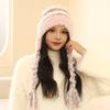 Gorro de Lana Tejido con Empalme de Rayas de Estilo Étnico Otoño e Invierno para Mujer Grueso Cálido y a Prueba de Frío Capucha Protectora de Orejas Sombrero Lei Feng