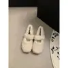 Primeiro Encontro Temporada Leite Branco Francês Plus Veludo Sapatos Peludos Quentes Femininos 2026 Outono/Inverno Novo Estilo Mocassins de Calçar ao Ar Livre