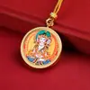 Colgante de collar Thangka pintado a mano en oro nuevo Xizang redondo Wuye zorro de nueve colas molino Ram ocho guardianes celestiales