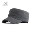 Gorras al por mayor para hombre, Gorra con visera de cobertura total de lana cálida para otoño e invierno, Gorra azul marino simple lisa de copa plana
