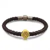 Pulsera Colgante de Cuerda de Cuero con Amuleto de Poder Sabiduría Guardián Coraje Mente Suerte Tatuaje 3D Chapado en Oro Duro Cuentas de Moda