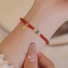 Pulseira de Ágata Vermelha Changan Happy Natural Feminina Nova Chinesa Guoxue Empilhada Jade Pulseira de Ano Novo Explosões Atacado