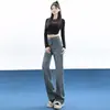Jeans con forro polar y engrosados para mujer, nuevos estilos de otoño e invierno, de cintura alta, adelgazantes, con un diseño fluido que arrastra por el suelo, pantalones casuales de pierna ancha de estilo coreano, de pierna recta