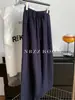 Pantalones Casuales de Lino y Seda Relajados con Cordón para Mujer Primavera/Verano 2026 Cintura Alta Elásticos Versátiles Parcheados Cropped Estilo Abuela