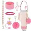 Funda de Silicona para Taza Adecuada para Funda de Taza de Agua Stanley, Cuerda Portátil, Cuerda para Taza de Agua, Tetera, Colgante de Corazón, Accesorios para Taza Térmica