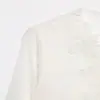 Blusa de renda com retalhos e manga longa com decote em V, nova moda de verão para mulheres, estilo europeu e americano, comércio exterior