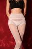 Panty Transparente de Malla de Encaje de Cintura Alta con Medias Integradas Medias Sexy Brillantes Sedosas con Abertura en la Entrepierna Estilo Perla