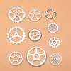 Juego de 10 Colgantes Pequeños de Engranaje de Plata Antigua para Joyería, 10 Estilos, 1 de Cada Uno, Cada Juego Pesa Aproximadamente 37g