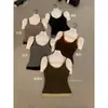 Té Verde Limón Otoño Estilo Coreano Bloqueo de Color Forro Cepillado Versátil Adelgazante Encapuchado Falso Dos Piezas Sin Mangas Chaleco Mujer